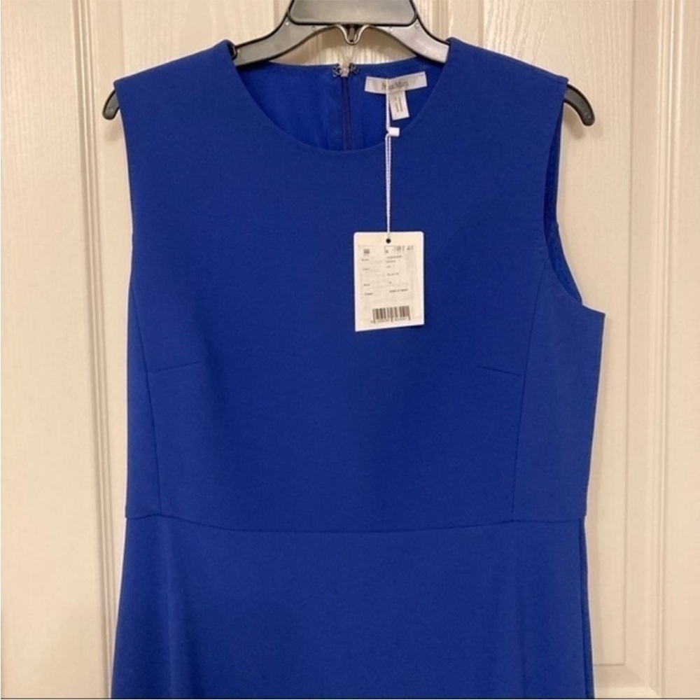 MAX MARA Giara Sleeveless A-Line Stretch-Crepe Dress in Royal Blue Size 14 - Picture 8 of 15